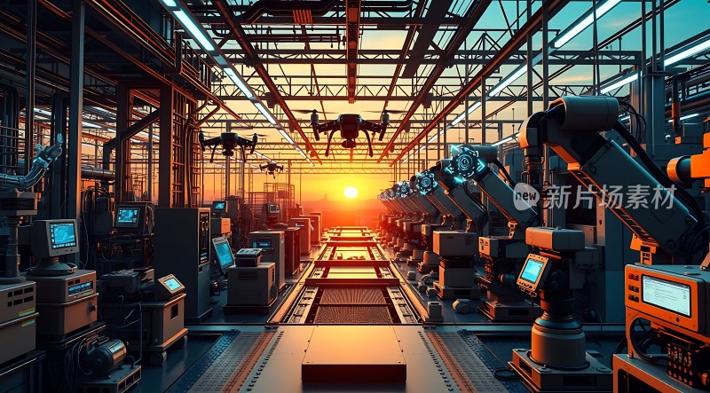 未来工厂智能机械臂与无人机协作生产