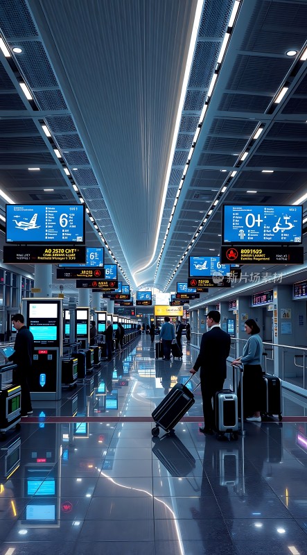 机场候机厅旅客办理登机手续