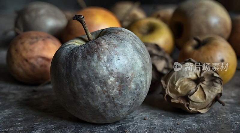 腐烂苹果与水果静物