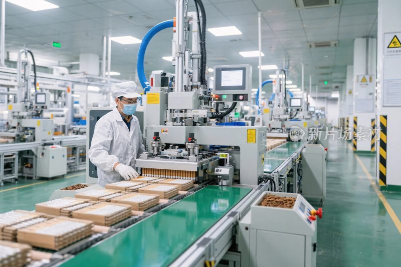 工厂内工人操作自动化设备