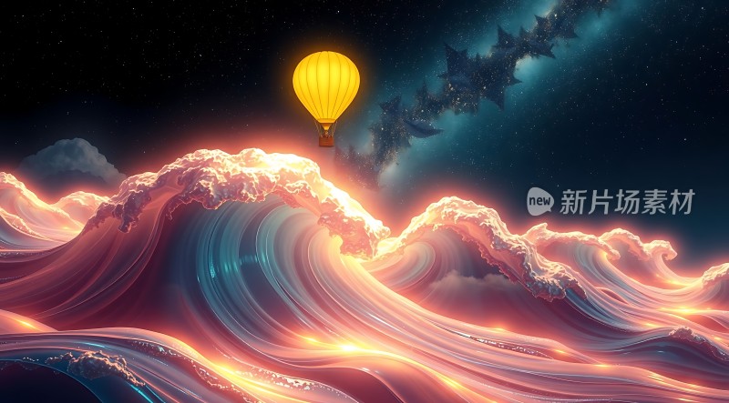 夜空热气球奇幻之旅