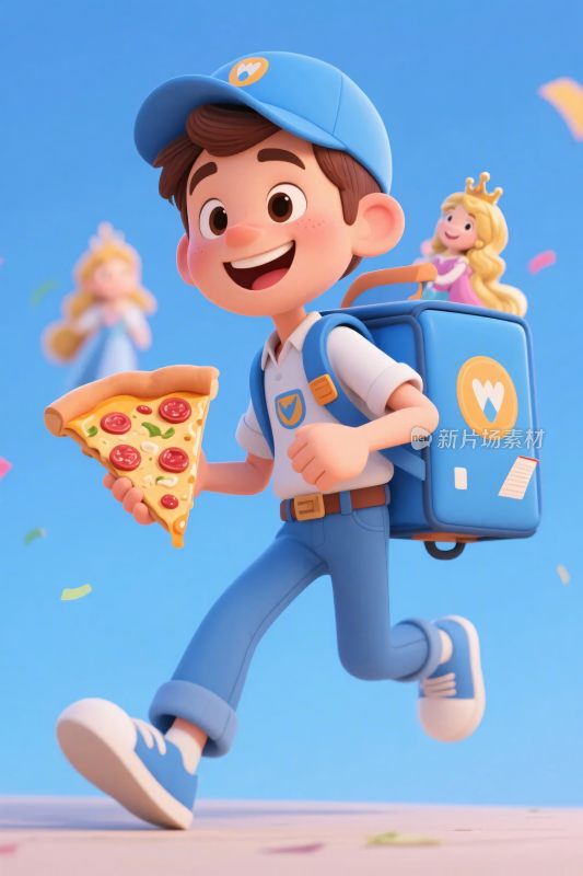 卡通送餐员配送画面