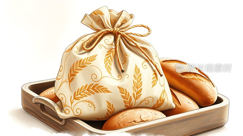 面包袋与新鲜出炉的面包