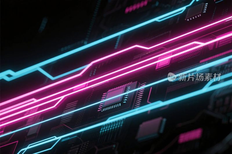 科技霓虹线条插画