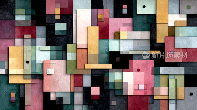 多彩几何方块抽象图案
