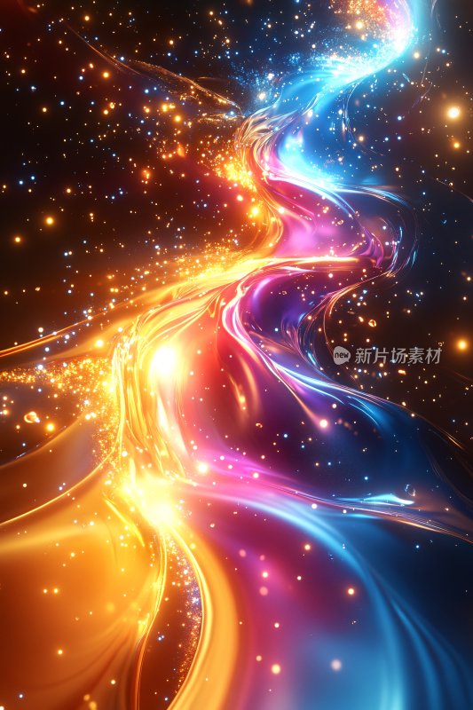 绚丽多彩的流动光线插画