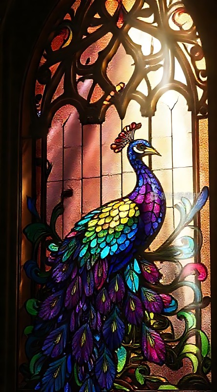 彩色玻璃孔雀窗