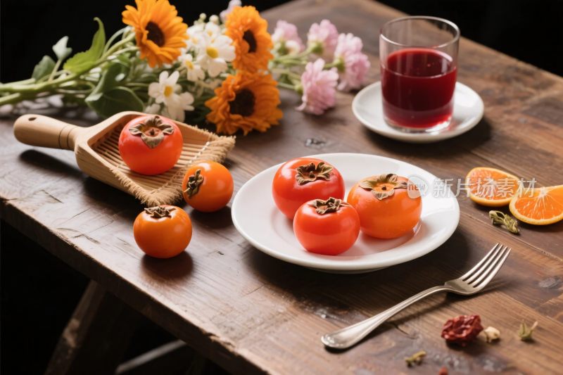 桌面果蔬饮品花卉摆设