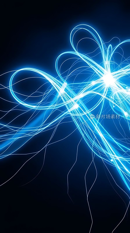 蓝色光束交织展现科技与艺术的完美融合