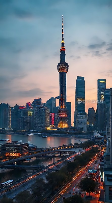 东方明珠与城市夜景