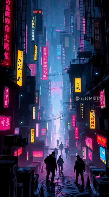 霓虹灯下的未来都市