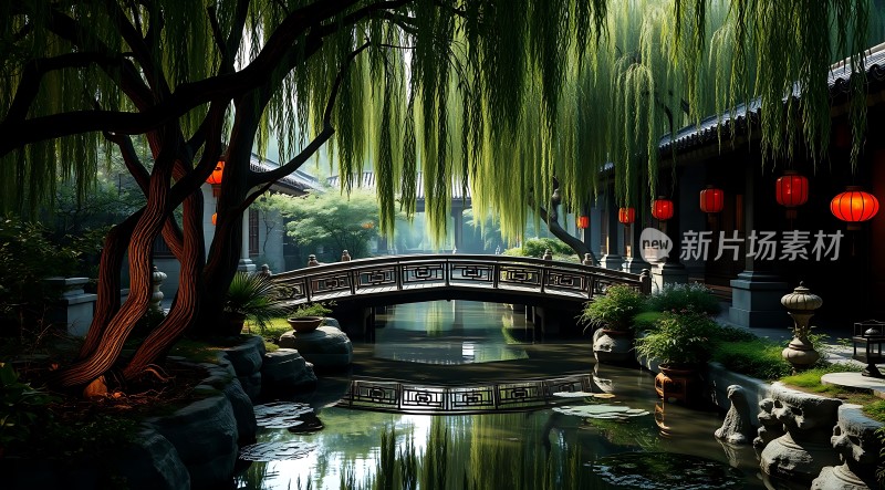 古桥柳影映水乡