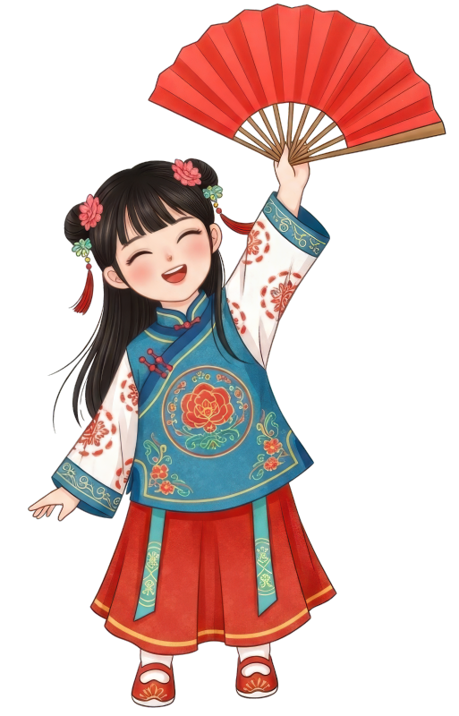 举着扇子的国风女孩