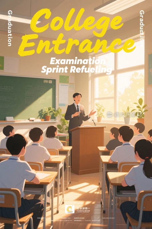 大学入学考试冲刺复习教室插画