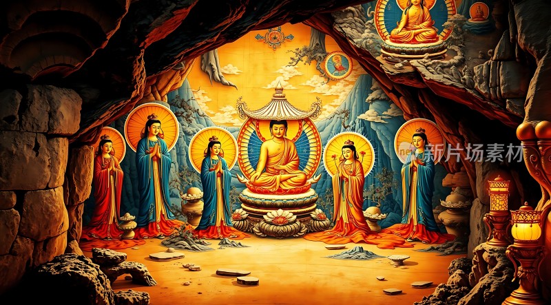 佛光普照菩萨环绕