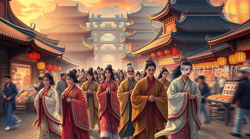 古风集市繁华夜市