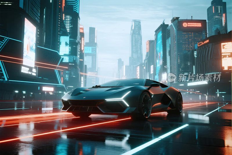 未来科幻汽车都市风