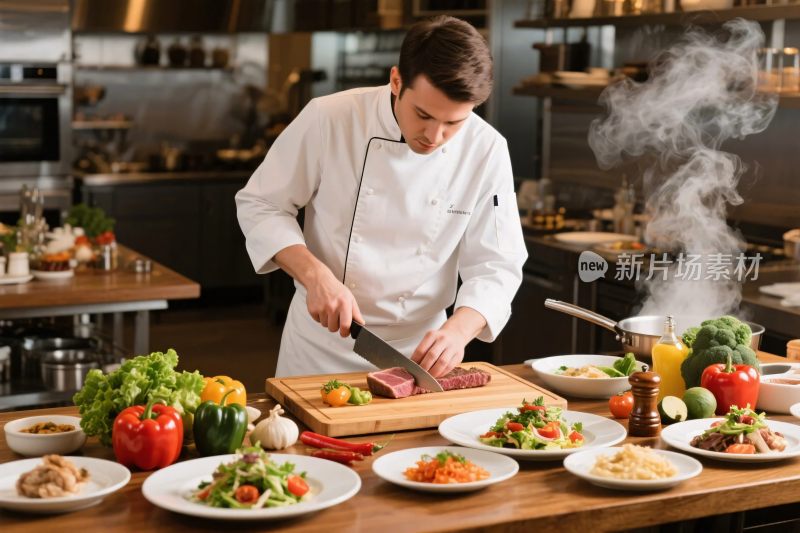 厨师烹饪食材场景