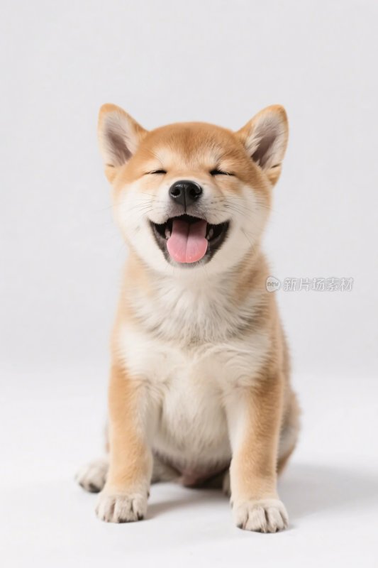 可爱柴犬坐姿笑脸