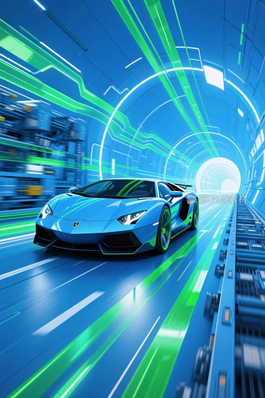 未来科幻赛车隧道场景