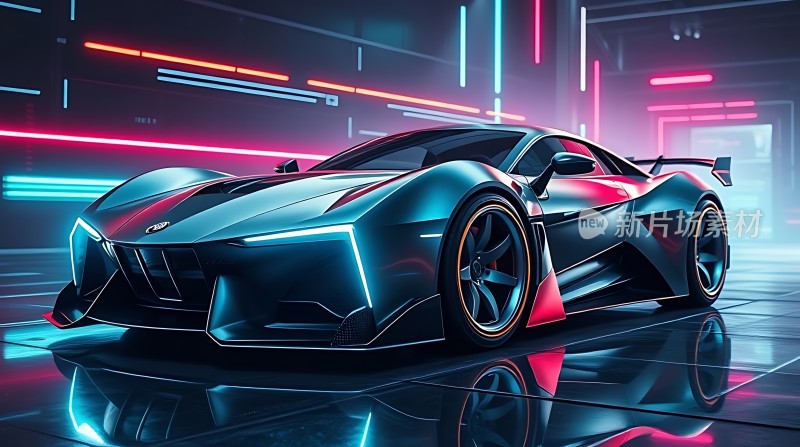 未来科技座驾霓虹灯下的速度与激情
