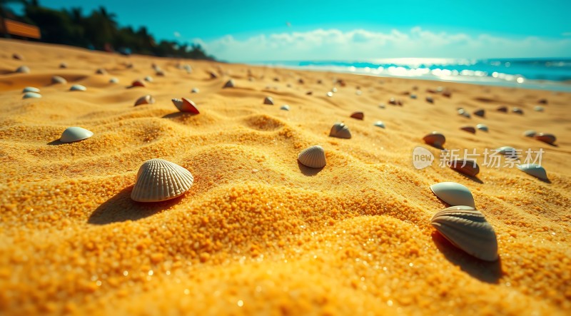 阳光下的贝壳沙滩