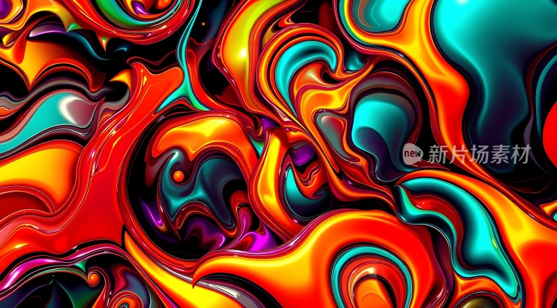 色彩漩涡红蓝交织的艺术盛宴