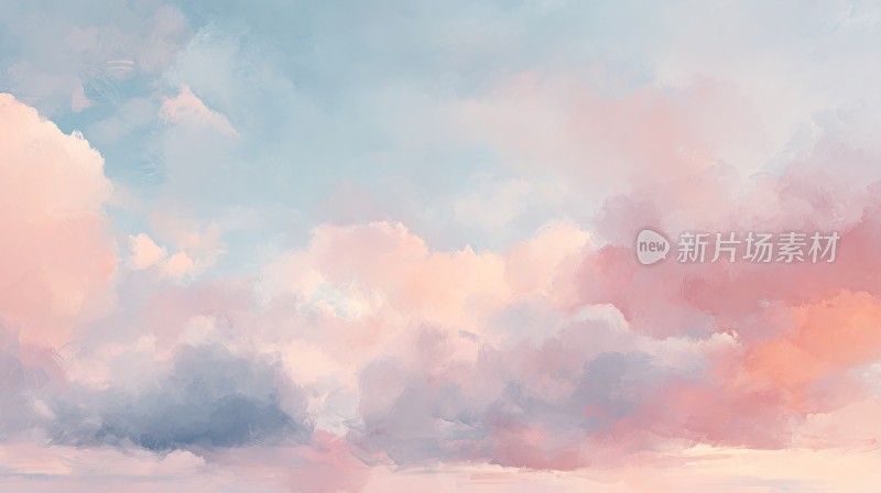 梦幻水彩云朵天空插画