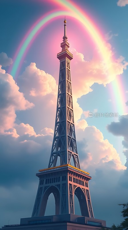 彩虹下的埃菲尔铁塔