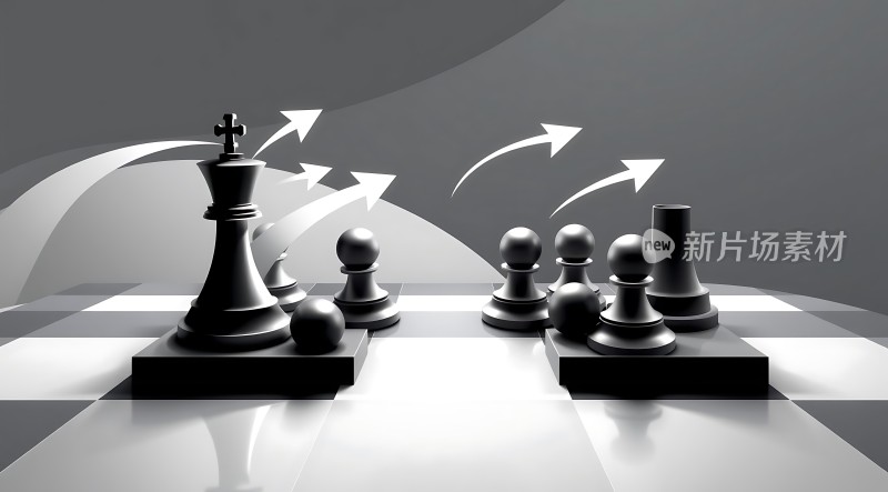 新片场素材黑白棋局箭头指向 king