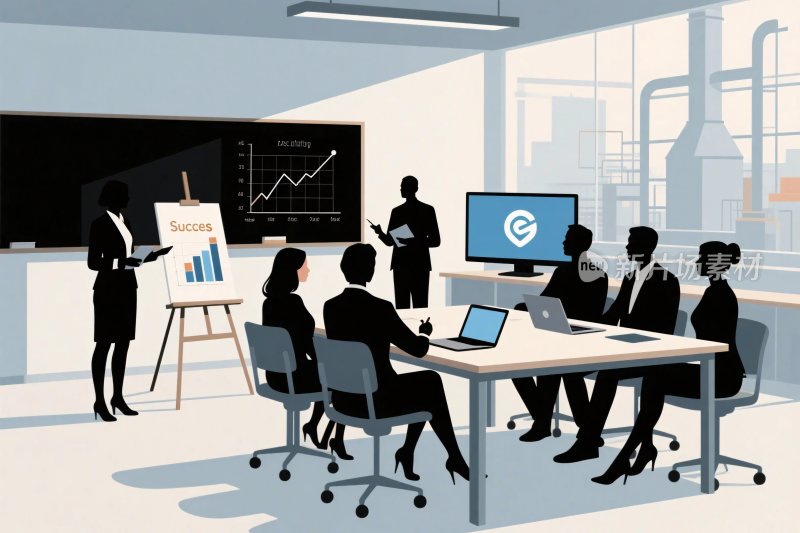 商务会议场景插画
