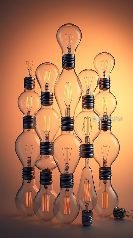 创意灯泡堆叠艺术