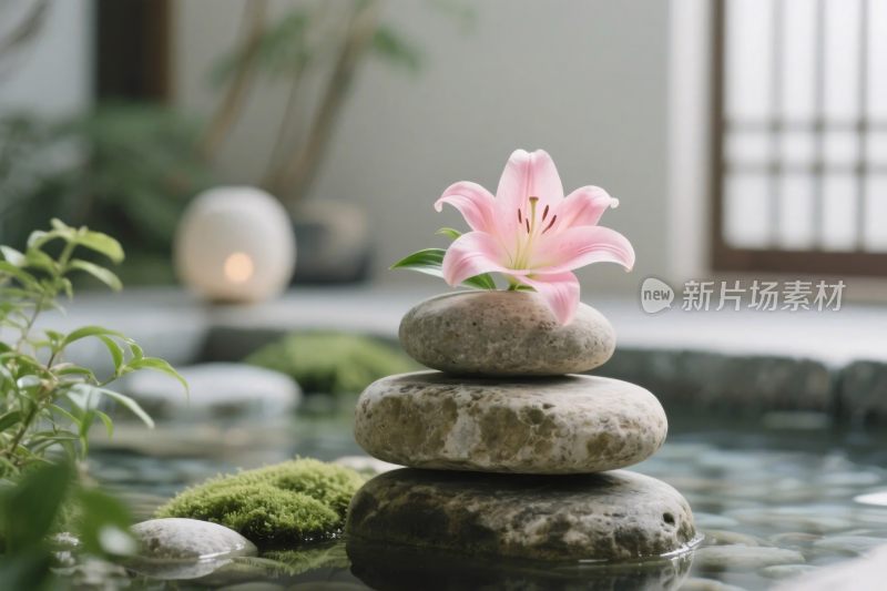 禅意石堆百合景观