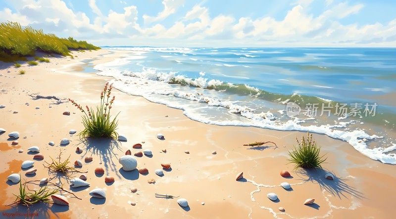 阳光沙滩贝壳海浪
