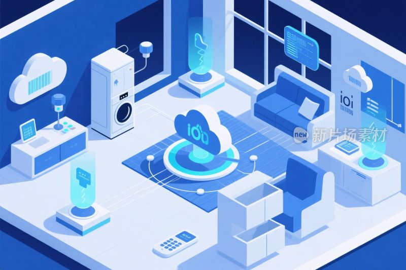 科技智能家居等距插画