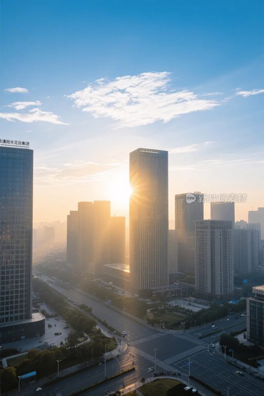 城市建筑日出景观