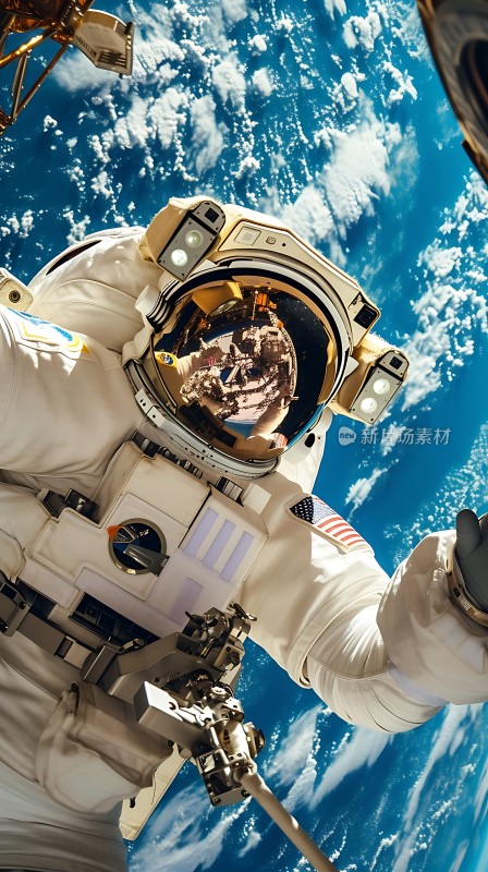 太空漫步宇航员与地球美景共舞