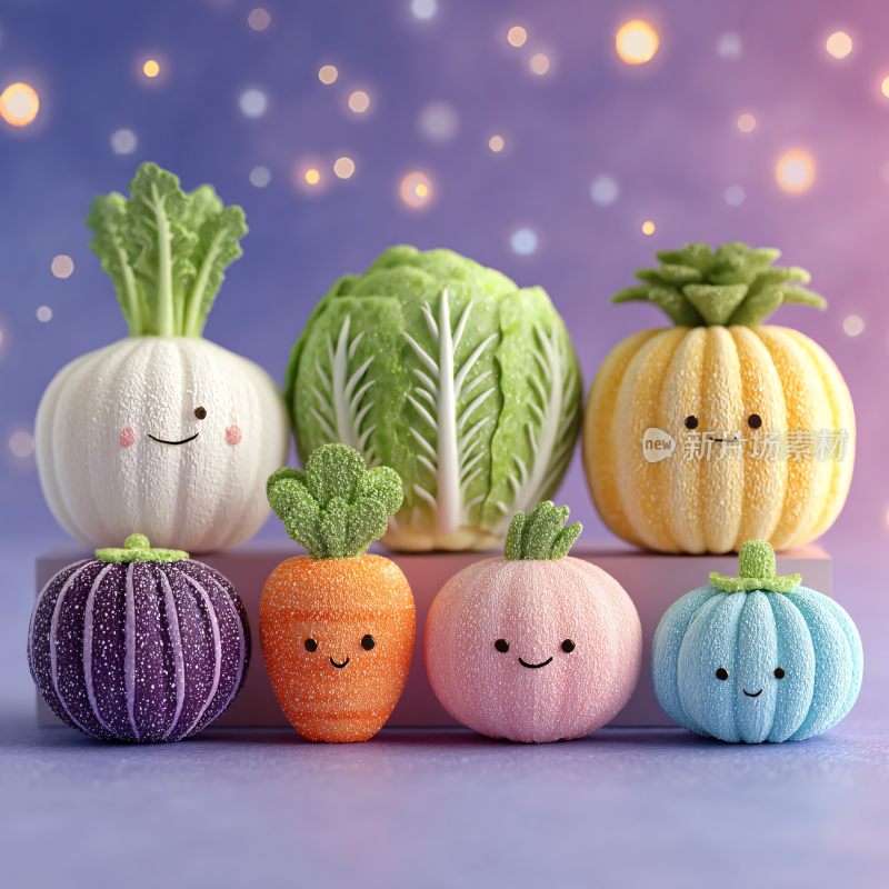 可爱毛绒蔬菜玩偶展示