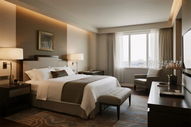 现代风格的酒店客房室内景