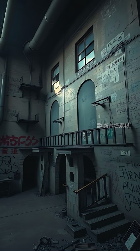 废弃建筑中的光影交错