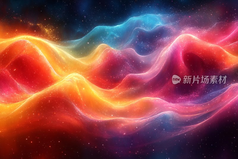梦幻绚丽的彩色波浪星空