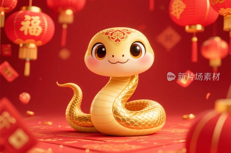 新年生肖蛇喜庆插画