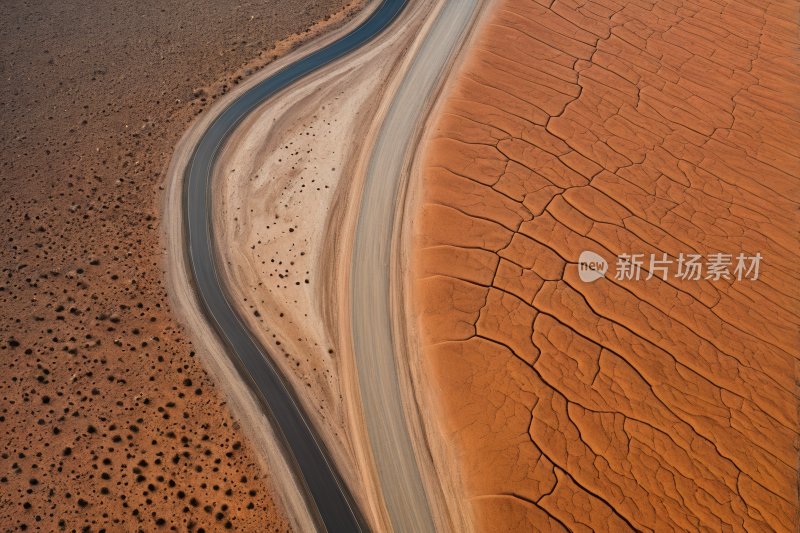 沙漠中央道路的景观高清背景图片