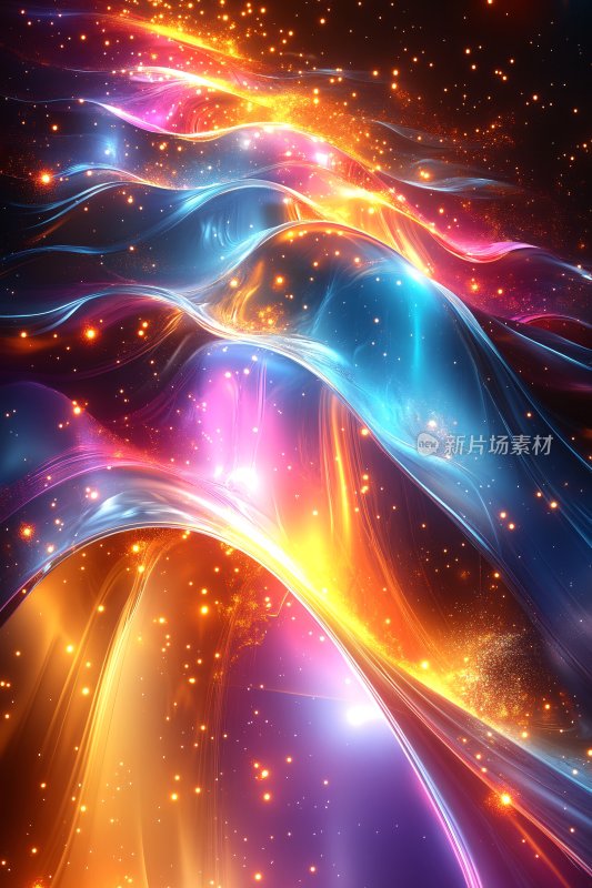 绚丽多彩的流动光线插画