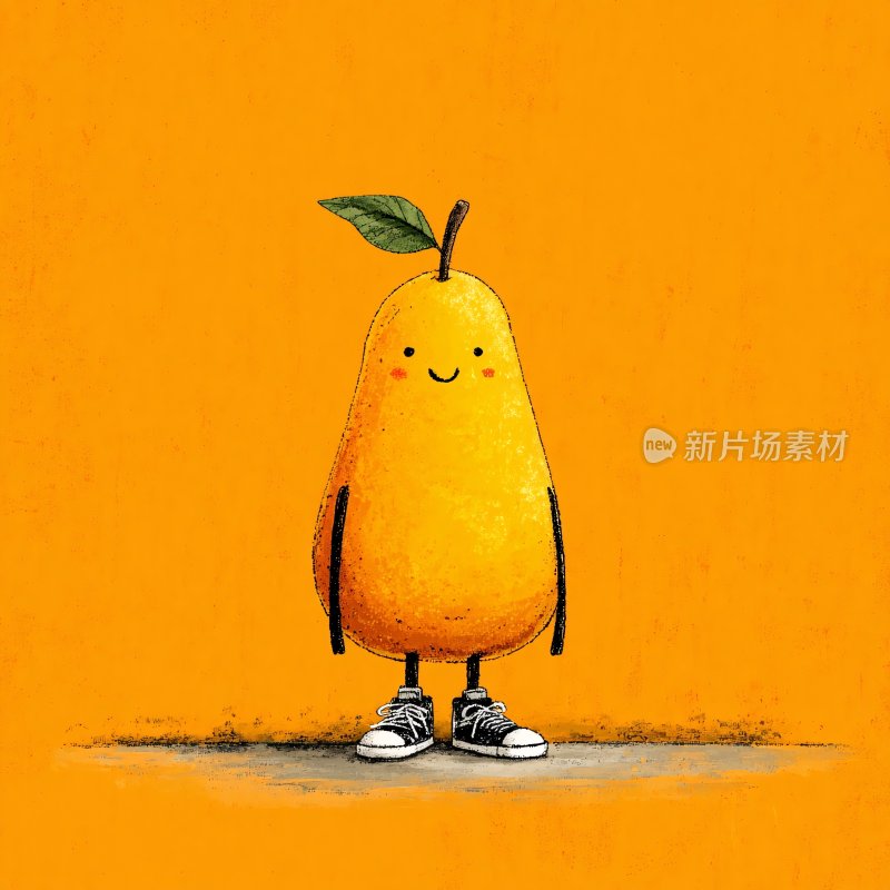 拟人化梨子卡通插画