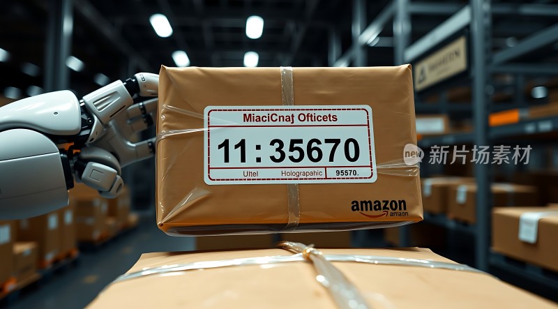 智能机器人搬运包裹亚马逊仓库高效作业