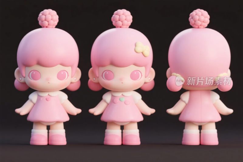 粉色卡通形象插画