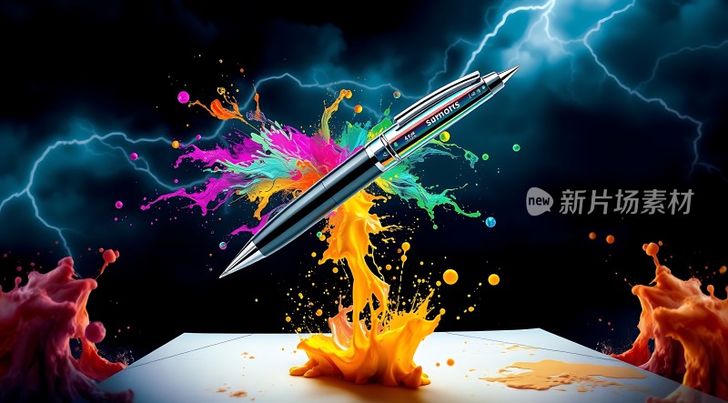 新片场素材笔尖上的色彩风暴