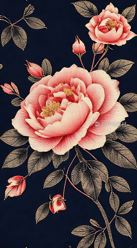 粉红玫瑰盛开图