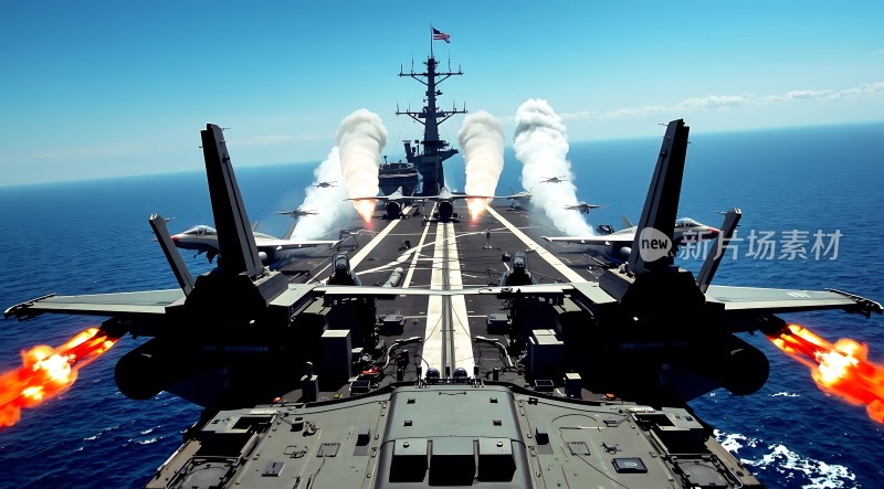 航母起飞壮观场景